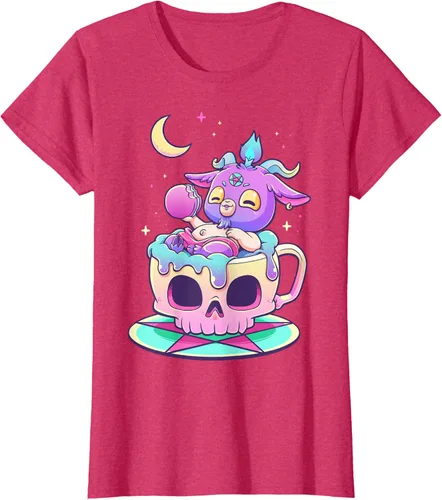 Miniatura 7 de Kawaii Pastel Goth Cute espeluznante Pentáculo Baphomet - Camiseta de cabra, Negro