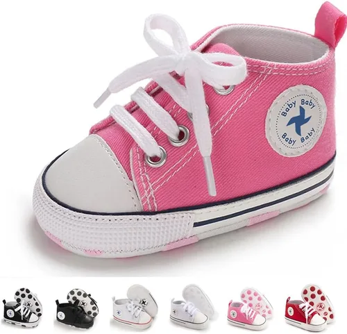 Zapatos de lona para bebés recién nacidos, suela suave, para los primeros pasos, zapatos planos para niños pequeños, zapatos de mezclilla unisex