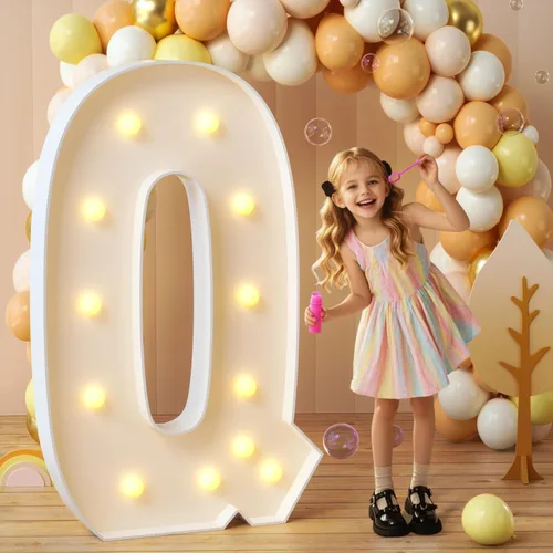 Miniatura 75 de imprsv Letras de marquesina iluminadas, letras de mosaico de 1.2 m con luz para decoración de baby shower, graduación, gran J para decoraciones