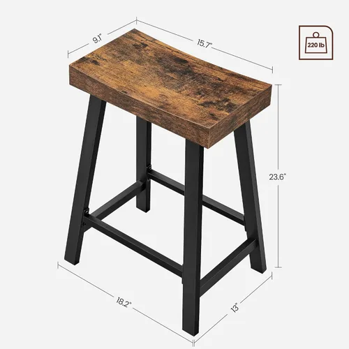 Miniatura 3 de VASAGLE Juego de 2 taburetes de bar, taburetes de altura de mostrador, sillas de bar con reposapiés, taburetes de desayuno de cocina de 23.6