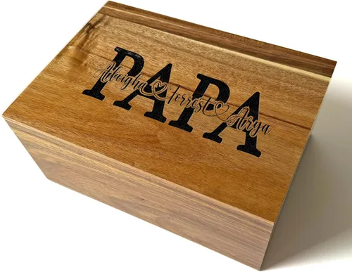 Miniatura 49 de Caja de madera grabada personalizada grande – Caja de recuerdo de madera de acacia con mensaje oculto personalizado, cajas de memoria de nogal