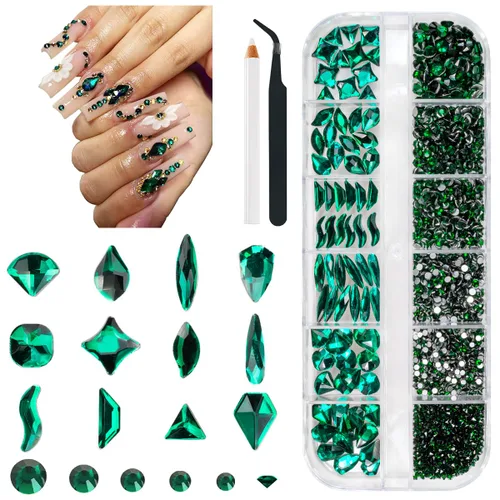 Miniatura 14 de Qiipii 2052 piezas de diamantes de imitación amatista púrpura para uñas, diamantes de imitación de vidrio de color lila claro para uñas, 72 formas