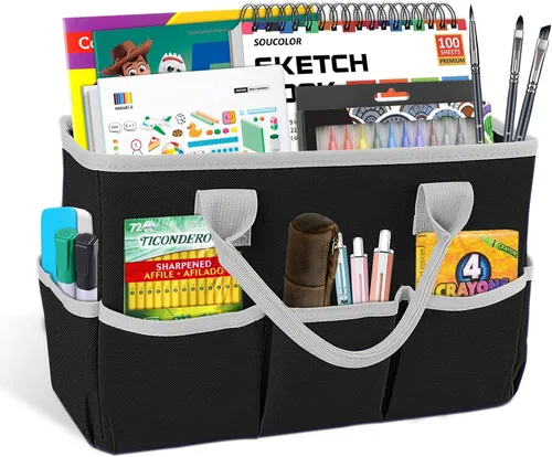 Miniatura 10 de Bolsa de escritorio y organizador, bolsa de ayuda para profesores para arte, libros, papelería, organización de escritorio de oficina