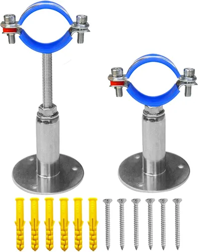 Miniatura 12 de Soportes de tubería de montaje en techo para montaje en pared, abrazaderas de tubo ajustables, perchas, acero inoxidable 304, 2 piezas adecuadas