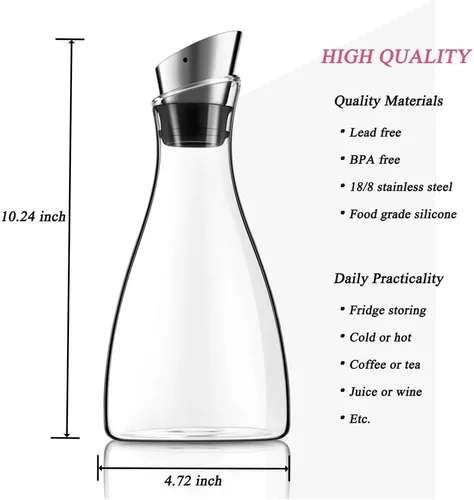 Miniatura 3 de Purefold - Jarra de vidrio de 44 onzas con tapa de acero inoxidable, jarra para té helado, jarra para jugo, tetera y cafetera, vajilla perfecta