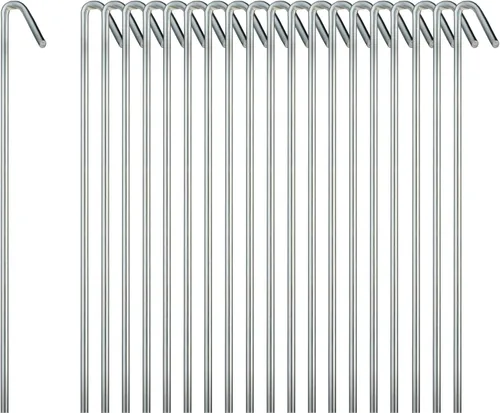 Miniatura 9 de RamPro estacas resistentes para tienda de campaña, ganchos para jardín, galvanizados de acero resistente al óxido (9 pulgadas), Plateado