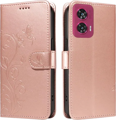 Miniatura 82 de Funda para Motorola Moto E22/E22i, piel sintética, con tarjetero y correa para la muñeca, a prueba de golpes, funda magnética para Motorola Moto Rojo
