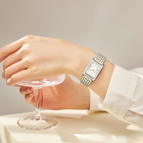 Miniatura 6 de Relojes para mujer, pulsera vintage, esfera romana, caja rectangular, reloj dorado, impermeable, con herramientas