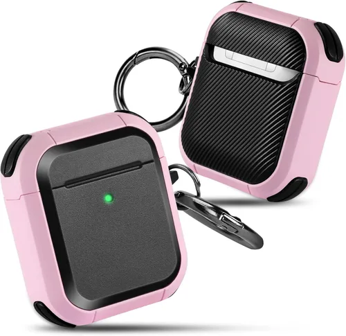 Miniatura 8 de ORIbox Funda protectora que absorbe los golpes compatible con AirPods 1 y AirPods 2, cuerpo completo resistente con llavero para AirPods, azul