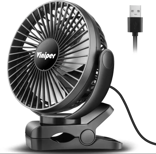 Miniatura 10 de Viniper Ventilador USB con clip de 6 pulgadas, ventilador de escritorio pequeño y portátil: rotación de 360°, ventilador de mesa de viento de 3