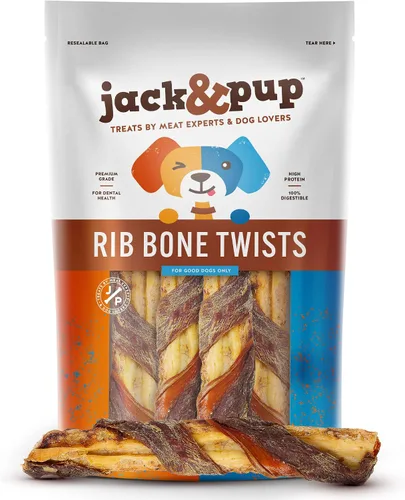 Miniatura 11 de Jack&Pup Huesos de costilla de 12 pulgadas para perros (paquete de 3), huesos de carne de perro totalmente naturales, médula ósea de un solo
