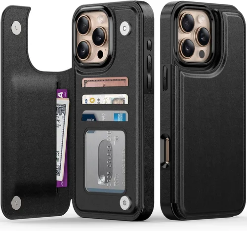 Miniatura 140 de FUNMIKO Funda tipo cartera para iPhone 13 con tarjetero, bloqueo RFID, protección de grado militar y obras de arte impresas con rayos UV, cierre
