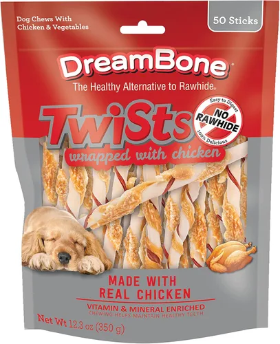 Miniatura 11 de Dreambone Twist Sticks - Masticables para perros sin cuero crudo, hechos con pollo real, 100 unidades (paquete de 1)