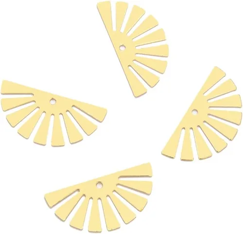 Miniatura 10 de Adabele - 20 piezas de pendientes colgantes de latón crudo con forma de abanico en forma de abanico de 0.575 in, pequeños sin placa/sin