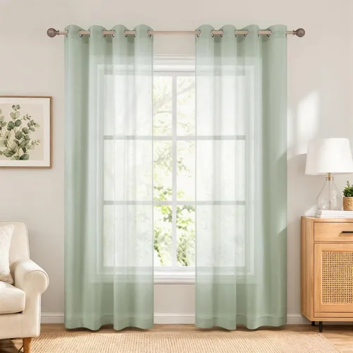 Miniatura 24 de KOUFALL Cortinas traslúcidas de 120 pulgadas de 2 paneles con ojales, juego extra largo de 10 pies de largo, cortinas altas para ventana grande, 52