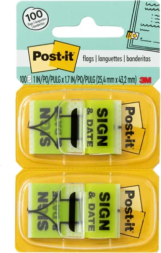 Miniatura 2 de Post-it Banderas 680-SD2, de 1 pulgada de ancho, verde, banderas de señal y fecha - Paquete de 24