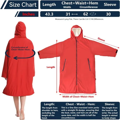 Miniatura 2 de Oksun Waterproof Swim Parka, Windproof Surf Poncho Warm Coat, Recycled Fabric Water Resistent Oversized Sherpa Lining Jacket