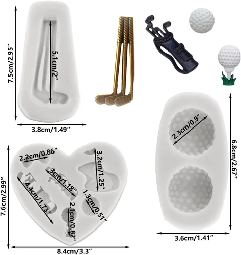 Miniatura 2 de Molde de silicona de golf, bolas de golf, molde de fondant de caramelo de chocolate para decoración de pasteles, decoración de cupcakes, pasta