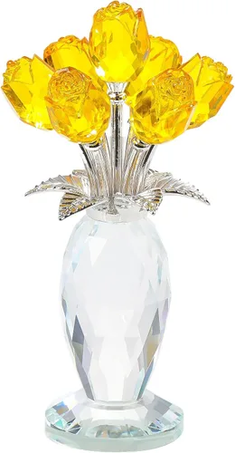 Miniatura 9 de Movdyka Figura de flor de cristal de rosa azul con jarrón de cristal, regalos para mujeres, esposa, novia, mamá, decoración de mesa coleccionable