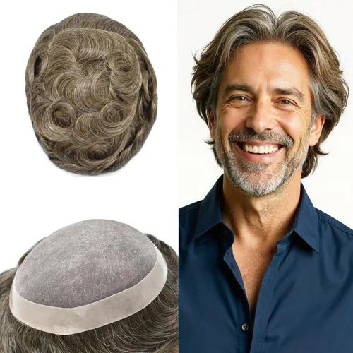 Miniatura 111 de Mens Toupee Hair Piece For Men Fine Mono Men Hair System Toupee For Men Hair Piece Real Human Hair System For Men Protesis Capilar Para Hombre 6x9