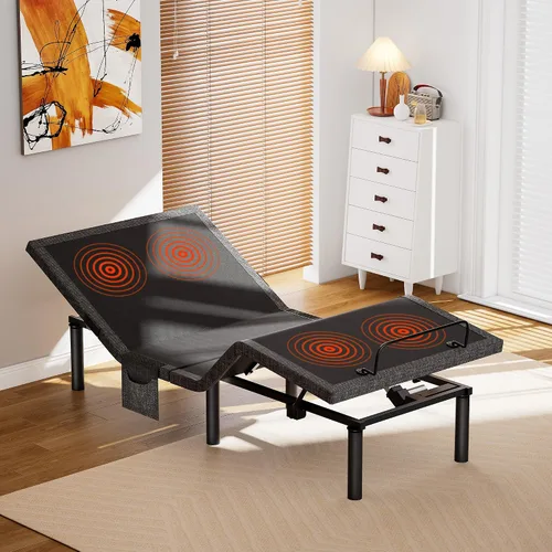 Miniatura 15 de AMADA HOMEFURNISHING Base de cama ajustable con masaje, base de cama ajustable individual XL controlada por aplicación con 4 puertos USB y luz LED