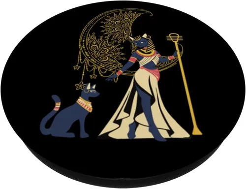 Miniatura 2 de Ancient Egyptian Cat Goddess Bastet Egipto Crescent Moon PopSockets intercambiables PopGrip