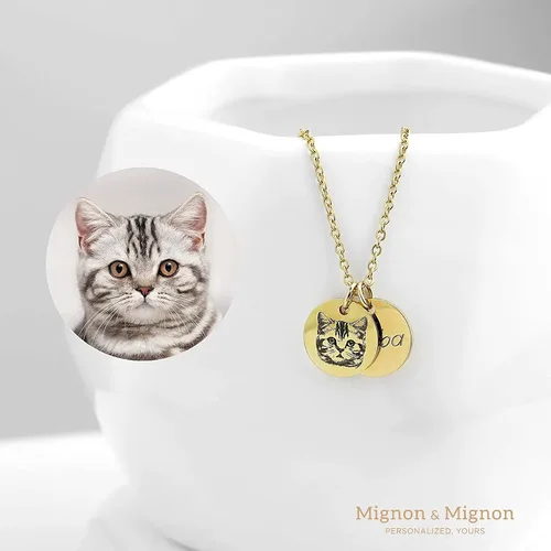 Miniatura 2 de Regalos personalizados para mascotas Collar conmemorativo de gato Joyería personalizada para mascotas Perro Mamá Joyería conmemorativa Retrato