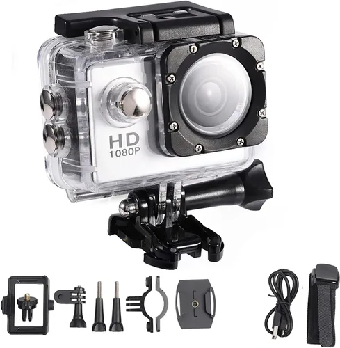 Miniatura 7 de Cámara de acción 12MP 98.4 ft Deportes al aire libre 1080P Full LCD Mini videocámara con baterías recargables de 900mAh y accesorios de montaje