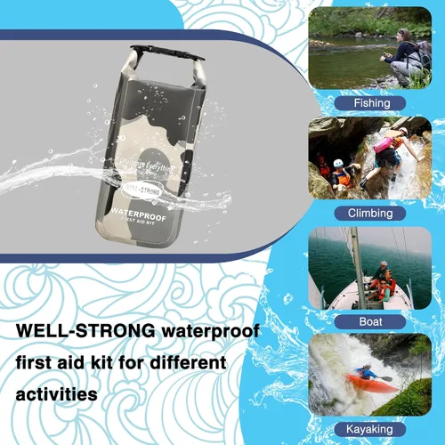 Miniatura 3 de Kit de Primeros Auxilios Impermeable con Tapa Enrollable para Barco, Kit de Emergencia con Contenidos Impermeables para Pesca, Kayak, Canotaje