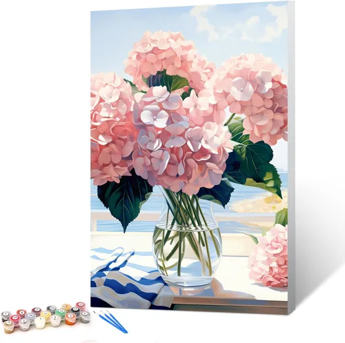 Miniatura 14 de Ginkko Kit de Pintura por Números para Adultos, Lienzo enmarcado de 12x16 pulgadas de Playa, Pinturas acrílicas no tóxicas y pinceles, Regalo