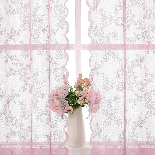 Miniatura 12 de Cortinas traslúcidas de encaje negro de 108 pulgadas para dormitorio, cortinas clásicas con bordado de rosa negra, cortinas traslúcidas de punto