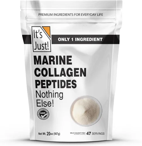 It's Just! - Péptidos marinos de colágeno tipo I y III, fuente de pescado blanco, probado para metales pesados, sin gluten, sin OMG, sin sabor