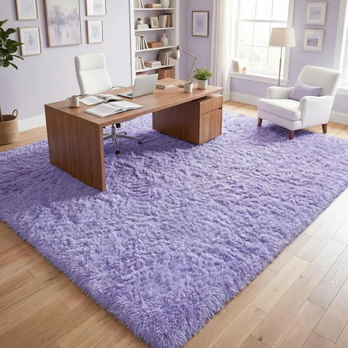 Miniatura 8 de DweIke Alfombras Esponjosas de Lavanda Morada para Dormitorio y Sala de Estar, 4x6 Pies Alfombra Suave de Felpa Shaggy Lila Morada para Niñas