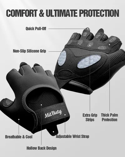 Miniatura 2 de Guantes de entrenamiento para hombres y mujeres, guantes de gimnasio sin dedos para levantamiento de pesas, crossfit, fitness, ejercicio