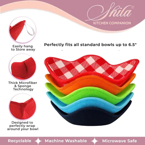 Miniatura 3 de SHILA - Posatazones, juego multicolor de 5 soportes de tazones calientes aptos para microondas para mantener tus manos frescas y tu comida caliente