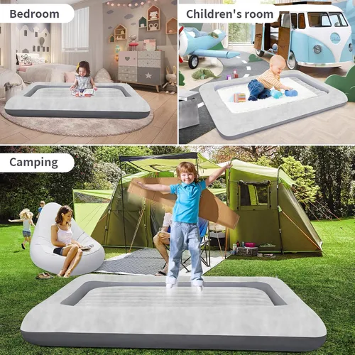Miniatura 6 de Colchón de aire para niños: colchón de aire portátil rápido para niños, cama inflable portátil de viaje, superficie con felpa suave y cómoda, ideal