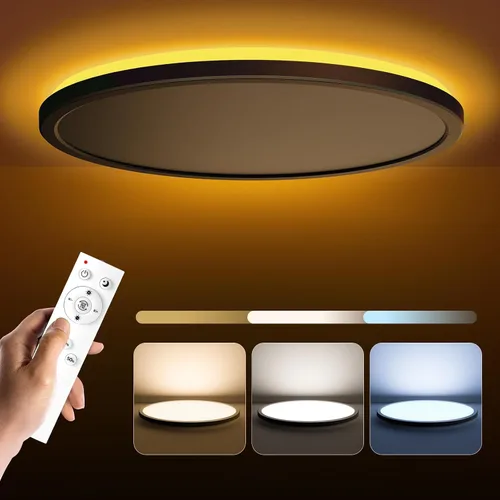 Miniatura 9 de Matane Lámpara de techo empotrada con control remoto, luz nocturna de 8.7 pulgadas, 18 W, 3000 K-6500 K, ajustable, luces LED de bajo perfil
