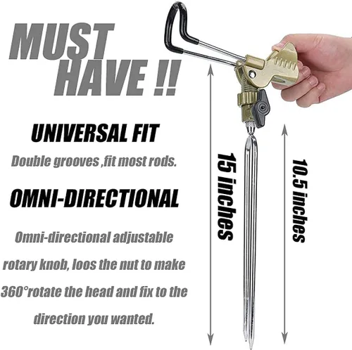 Miniatura 5 de GOLDEAL Soportes de caña para pesca de banco, soporte para caña de pescar banco, soporte para caña de pescar para playa, ajustable en 360 grados.