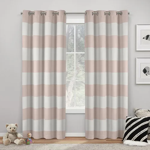 Miniatura 8 de Exclusive Home Sateen Rugby - Par de paneles de cortinas opacas con ojales en la parte superior, de sarga a rayas, para oscurecer la habitación, 52