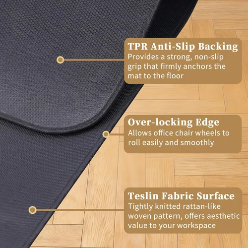 Miniatura 3 de Tapete para silla de oficina para suelo de madera dura, 36 x 48 pulgadas, antideslizante, tapete para silla rodante, protector de suelo resistente