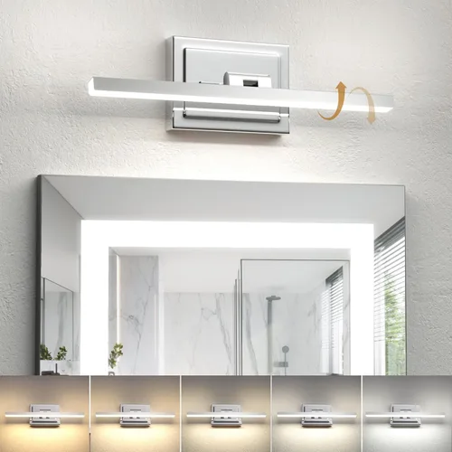 Miniatura 15 de NIORSUN Lámpara de baño moderna de 24 pulgadas, 14W 5CCT regulable LED negro, luces de tocador de baño sobre espejo, luces de tocador para espejos