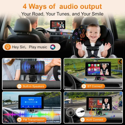 Miniatura 5 de Cámara de coche para bebé con pantalla inalámbrica CarPlay de 7 pulgadas, compatible con Apple CarPlay y Android Auto, cámara de coche de visión