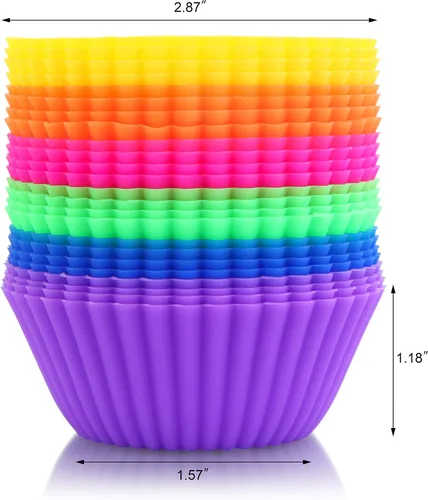 Miniatura 2 de New Star Foodservice 44270 Vasos de silicona reutilizables para hornear y forros para cupcakes, juego de 24