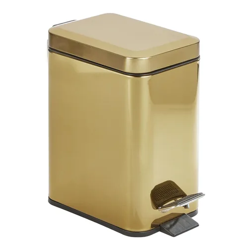 Miniatura 26 de mDesign Pequeño y moderno cubo de basura rectangular de metal con tapa y pedal de 1.3 galones, compacto, con cubo interior extraíble con asa