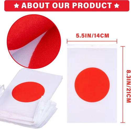 Miniatura 3 de Banderín de bandera de Japón, mini banderas japonesas pequeñas, decoración nacional de país para escuela, fiesta, eventos deportivos, 33 pies 30