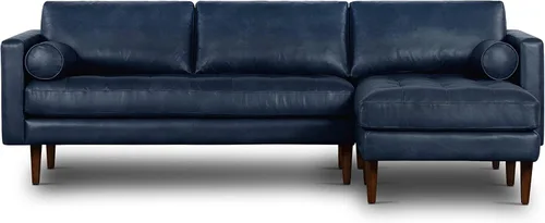 Miniatura 18 de Poly & BARK Napa - Sofá seccional de 104.5 pulgadas, orientado a la izquierda, piel italiana pura anilina de grano completo, color azul medianoche