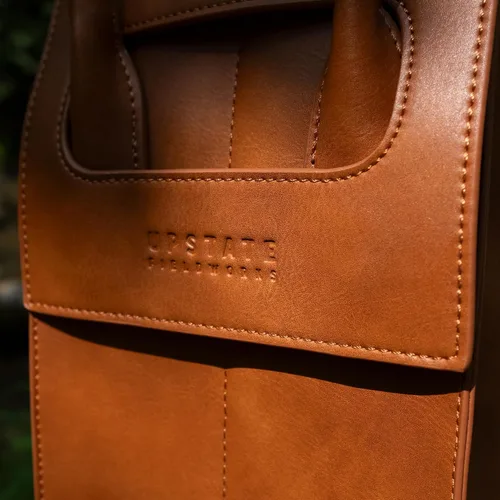 Miniatura 7 de Bolsa de transporte para vino 2 botellas de cuero vegano, bolsa interior de gamuza suave con divisor - Ideal para viajes, BYOB, catas de vino