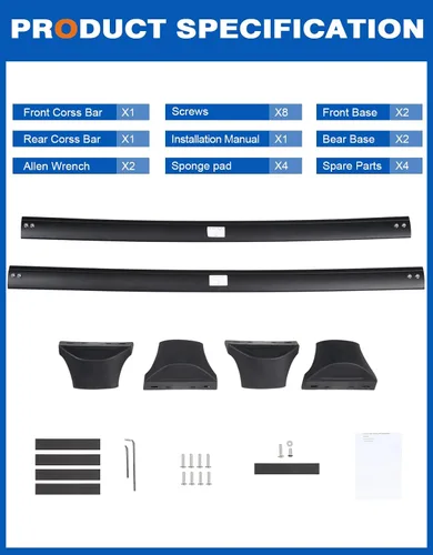 Miniatura 7 de Wonderdriver - Barras transversales de techo compatibles con Honda Pilot 2016-2022 con rieles empotrados, portaequipajes de aluminio para techo