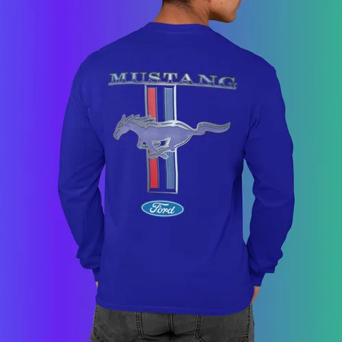 Miniatura 3 de Ford Mustang Pony Racing Stripe 5.0 Muscle Shelby - Camiseta de manga larga con estampado frontal y espalda