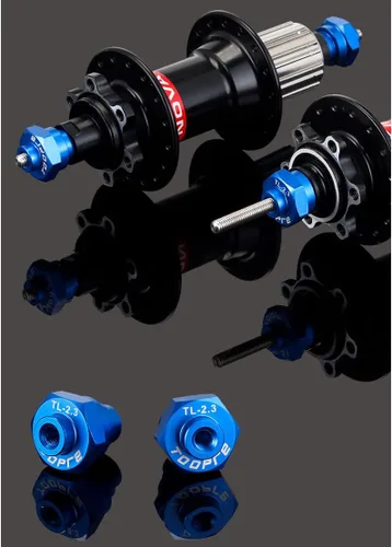 Miniatura 5 de Rueda de bicicleta Truing Stand Thru Axle Adapter 12/15/0.787 in herramienta de buje libre (Azul)